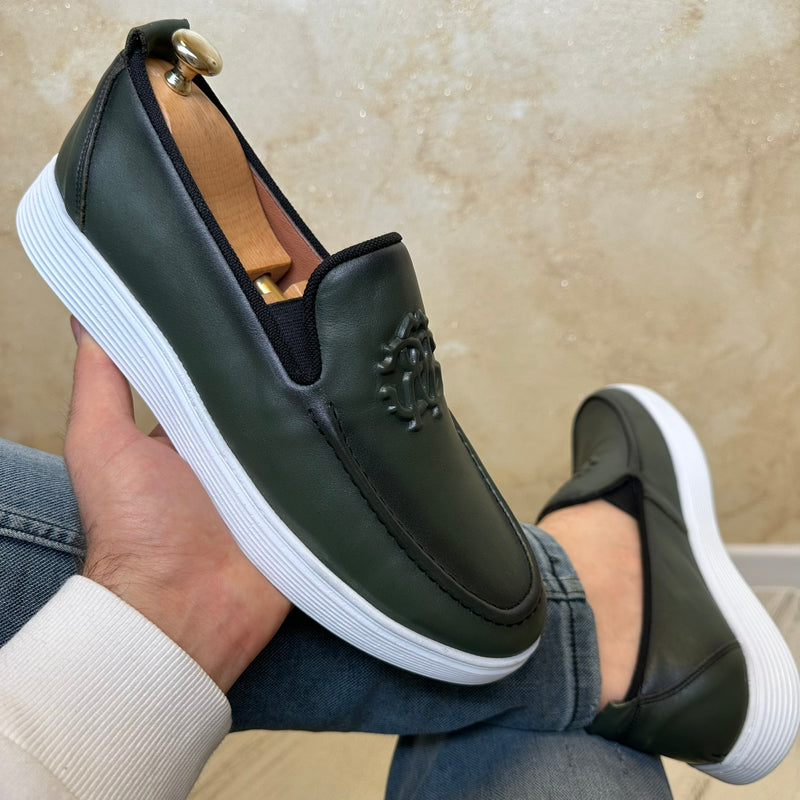 Mocasini - Pantofi barbati, Verde usori si confortabili,  Piele Naturala cod 485