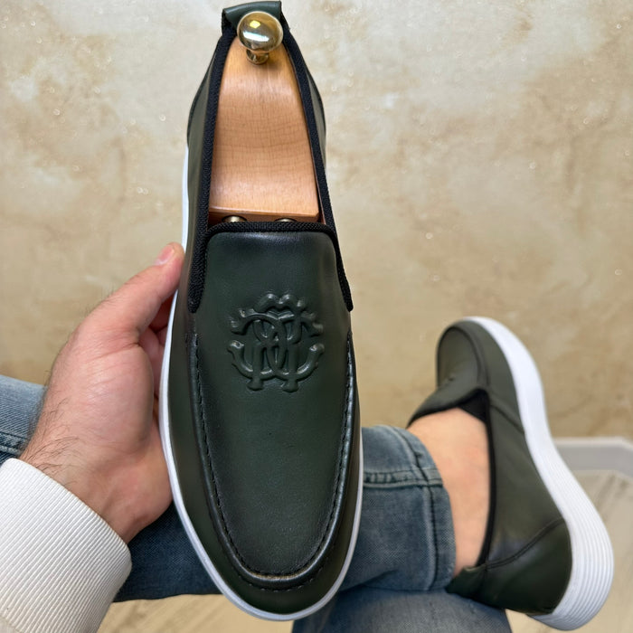 Mocasini - Pantofi barbati, Verde usori si confortabili,  Piele Naturala cod 485