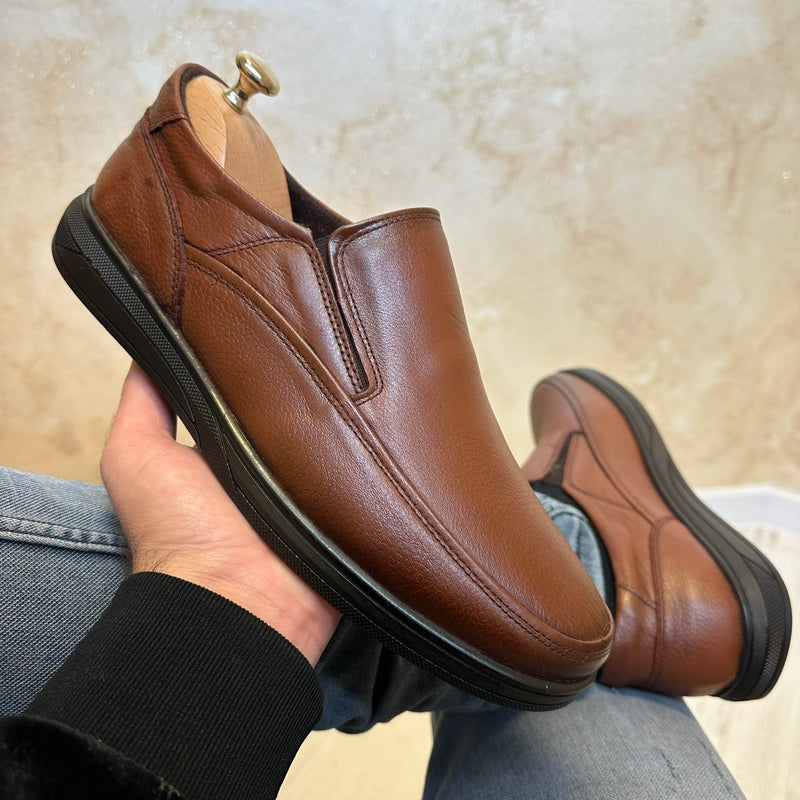 Pantofi barbati, Maro ,usori confortabili, Cusuti, Piele Naturala cod 469